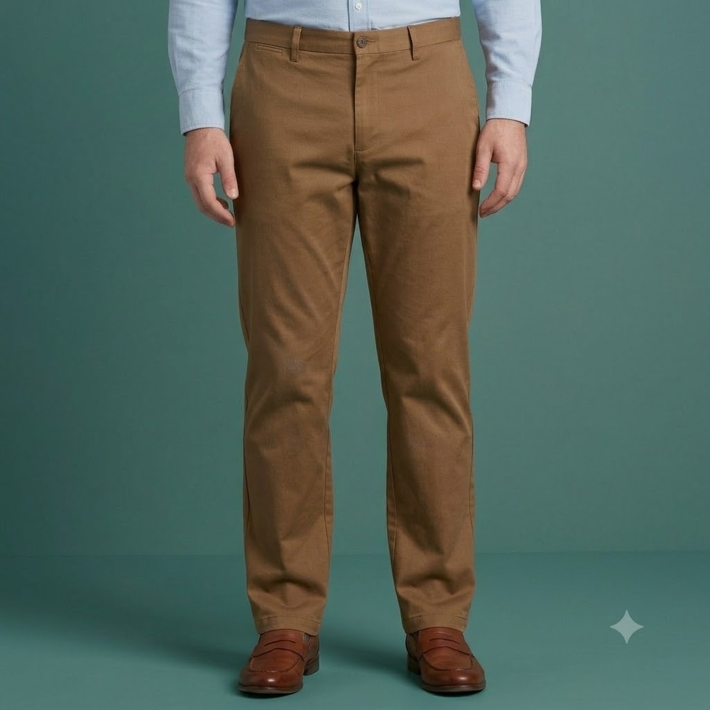 Jos. A. Bank Reserve Chino Pants Men's 38x32 Dark‎ Tan Brown Flat Front Slacks